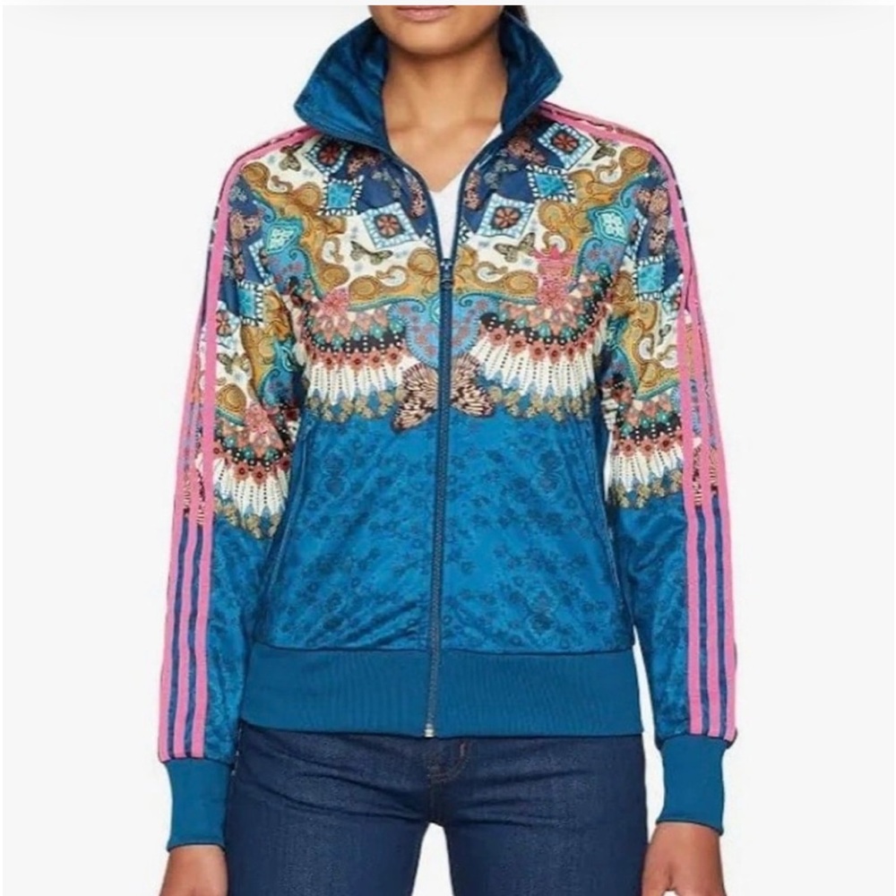 HOT SALE 🔥 WOMENS ADIDAS BORBOMIX PRINTED TRACK JACKET SIZE XS 🟥🟧🟨🟩🟦🟪